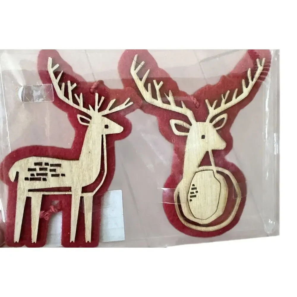 Christmas Holiday Northern Horizons‎ Ornaments (12) Wooden Reindeer Tree Santa